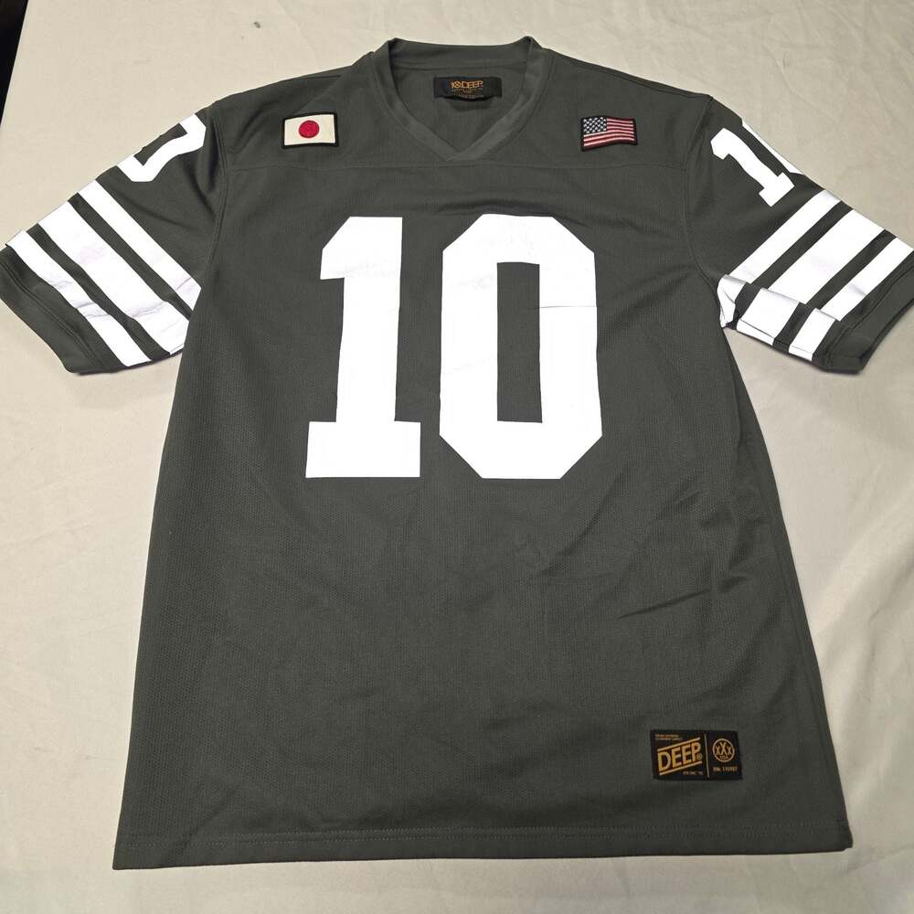 10.Deep Tenth Division Football Jersey Gray Reflective Numbers Size Large